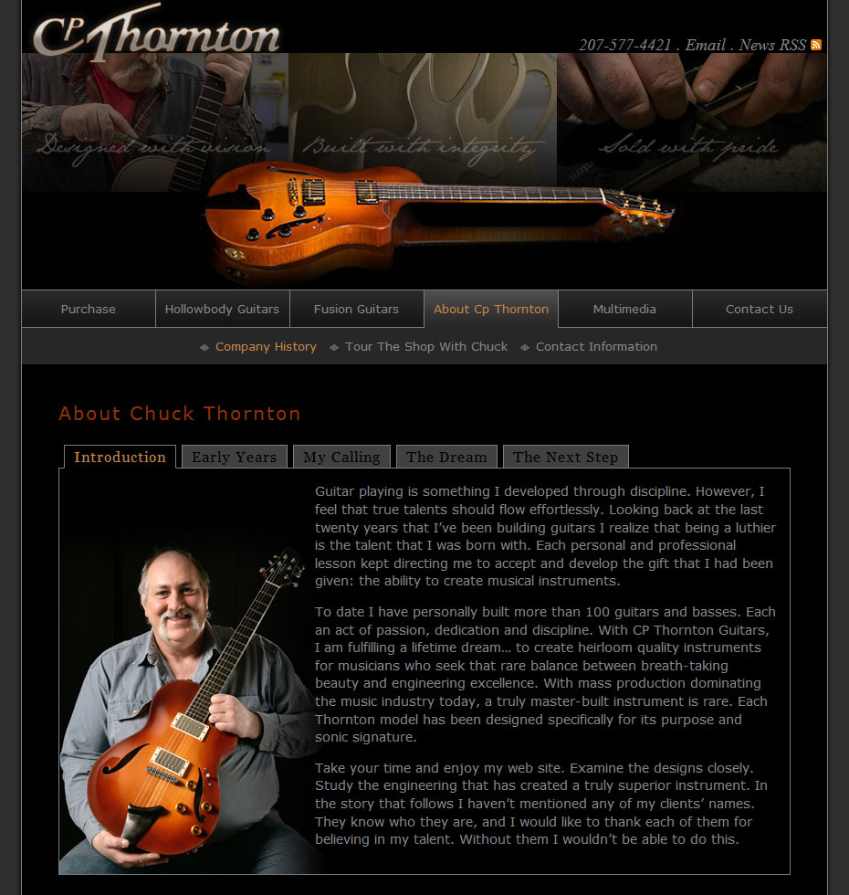 Web Site Redesign for Cp Thornton Guitars