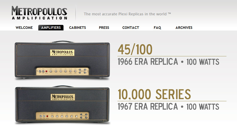 Visit the Plexi Replicas web site Web Site Design